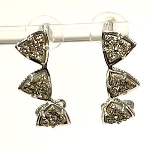 Kendra Scott Drusy Druzy Ear Climber Crawler Earrings Silvertone 3 Triangles